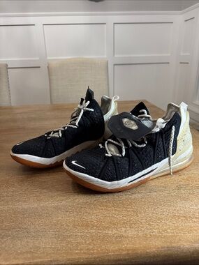 Nike LeBron 18 "Black White Gum" basketball sneakers, men’s size 12